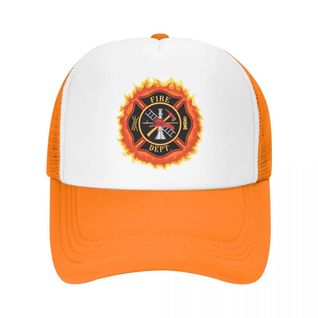 Personalized Firefighter Cross With Flames Baseball Cap Adjustable Fire Rescue FireUnisex Trucker Hat Streetwear Snapback Hats