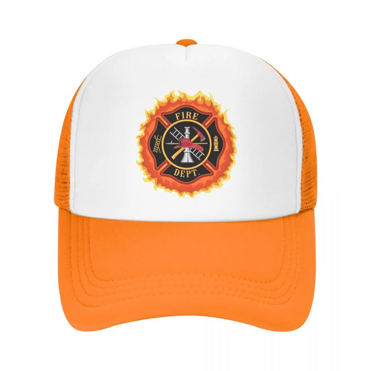 

Personalized Firefighter Cross With Flames Baseball Cap Adjustable Fire Rescue FireUnisex Trucker Hat Streetwear Snapback Hats One Size