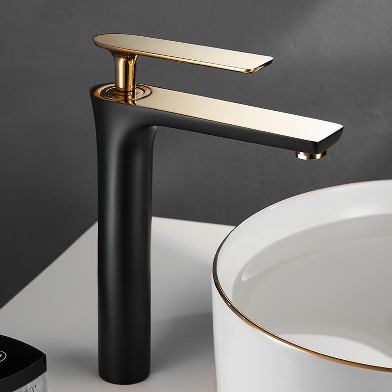All Copper Black Gold Basin Faucet Sink Faucet Hot and Cold Faucet White Heightened Bathroom Faucet Bathroom Faucet