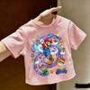 Super Marios Tshirt for Children Cartoon Anime Clothes Round Collar Clothing Short Sleeve Kid Summer Tee Top