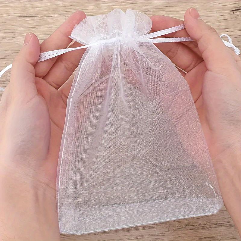 5pcs Breathable Mesh Organza Bags Measuring, Transparent Drawstring Bags Suitable for Wedding Gifts, Jewelry Packaging