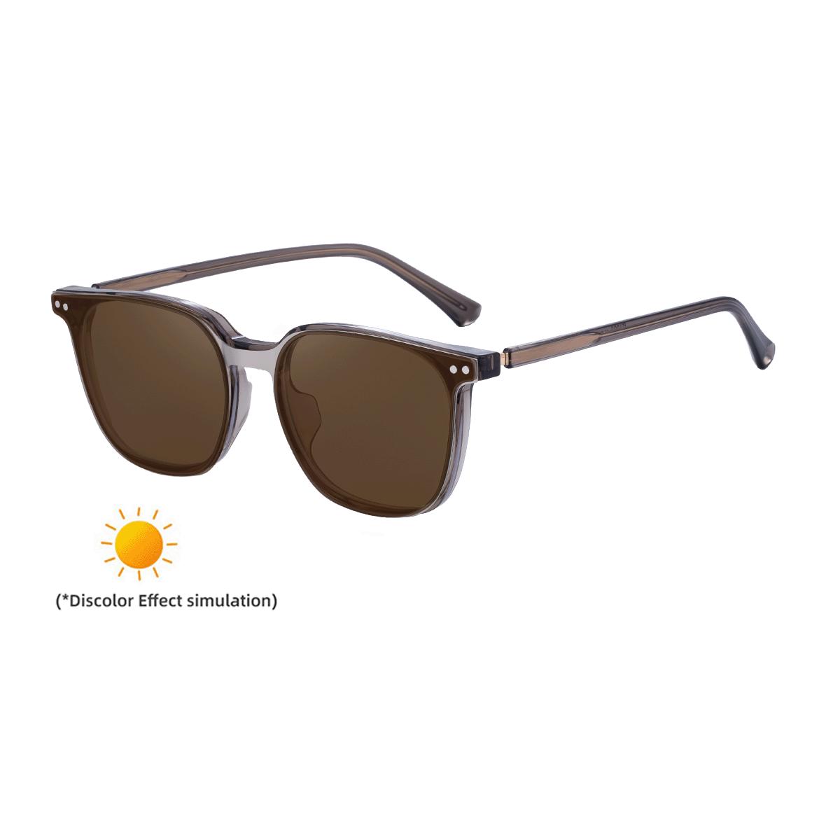 KAJILA European 2025 Style Photochromic Square Frame Sunglasses with Magnetic Clip-on Lenses & Propionate Temple for Men