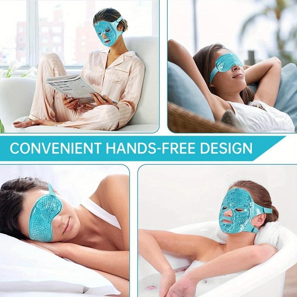 Kühlende Eis-Gesichts-Augenmaske zur Reduzierung von Schwellungen, Heiß-/Kaltpackung mit weicher Plüschrückseite (blau(1* Augenmaske+1*Gesichtsmaske))