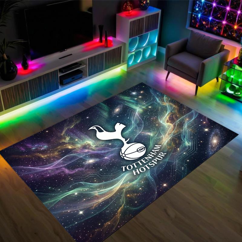 Tottenham Hotspur Design Crystal Velvet Carpet Cozy Non?Slip Printed Rug For Bedroom Living Room Entrance