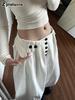 Korean Style White Casual Wide-Leg Women's Pants Autumn Winter New Arrivals Oversized Lazy Pants for Petite Straight-Leg Long Pants