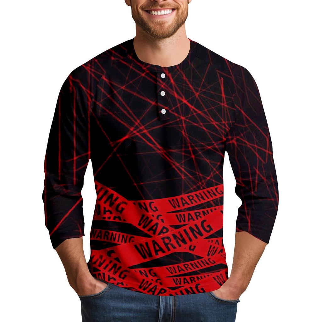 Men's Halloween Print Raglan Dralan Three-quarter Sleeve Casual Top