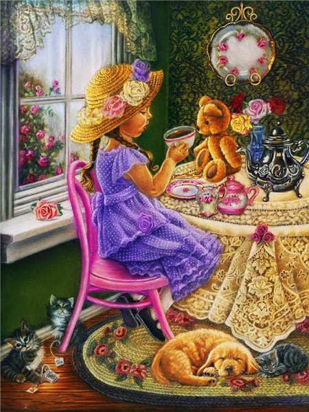 Full Drill Diamond Painting Children Diamond Embroidery Garden Mosaic Portrait Cross Stitch Children's Room Decor