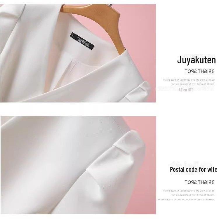 Damska marynarka bez kołnierzyka z bufiastymi rękawami, wąska, wiosna/jesień 2024