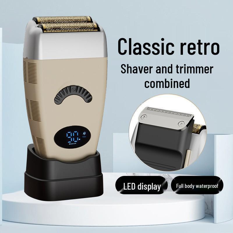 Kuangjie Dual-Function Electric Shaver with Digital Display and Sideburn Trimmer