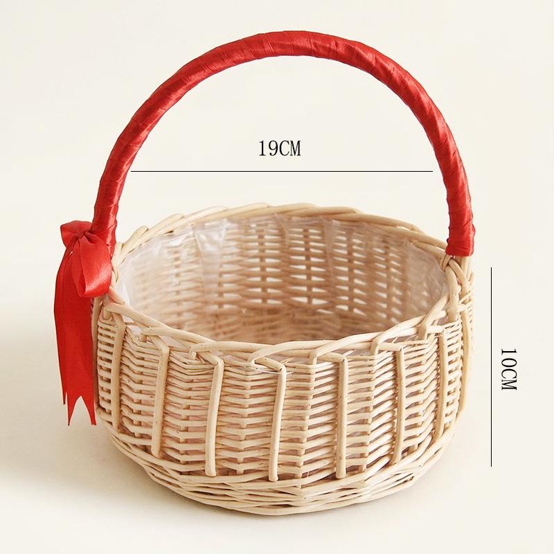 Handmade Bamboo Rattan Flower Basket - Willow Woven for Fresh/Dry Arrangements, Flower Girl Souvenir, or Storage.