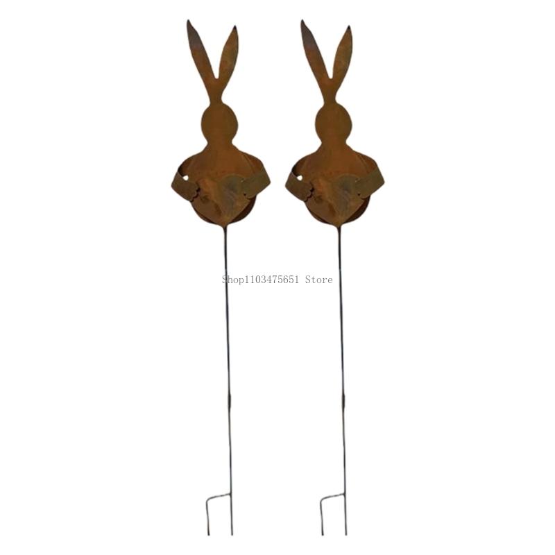 Rabbit Silhouettes Garden Decoration Bunnies Yard Signs Plant Pot For Easters