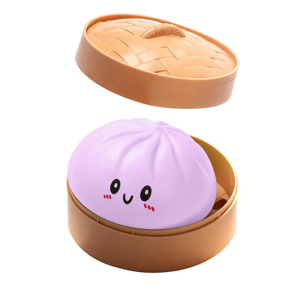 Knödel Stressbälle Spielzeug mit Dampfgarer Simulation Essen Squishies Brötchen Fidget Sensorisches Spielzeug für Zuhause Schreibtischdekoration Partygeschenke