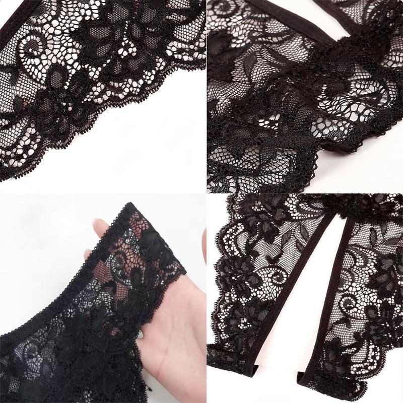 Îmbrăcăminte de modă pentru femei Lenjerie Crotch Deschis Tentație Perspectivă Lenjerie de corp sexy Dantela Slip cu gol