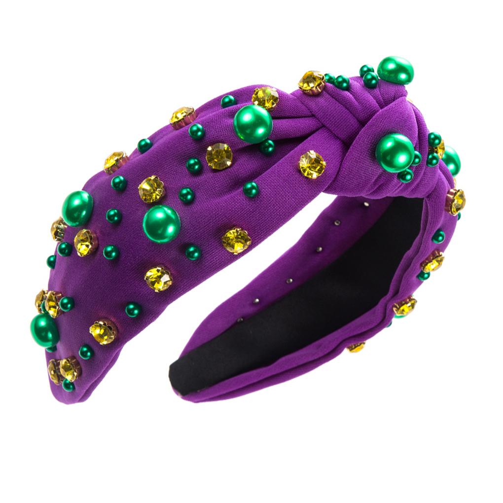 Trendy And Chic Jeweled Wide Top Knot Headband For Fashionable Women Rhinestone Pearl Knot Headbands