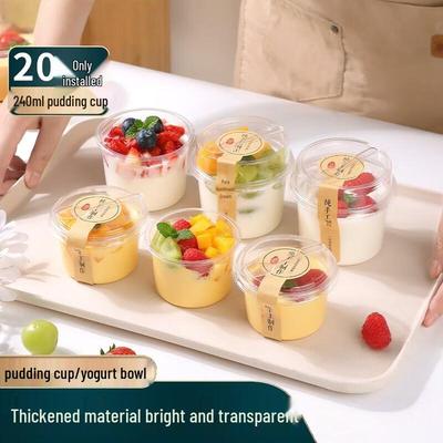 Disposable Plastic Pudding Cups with Lids and Spoons