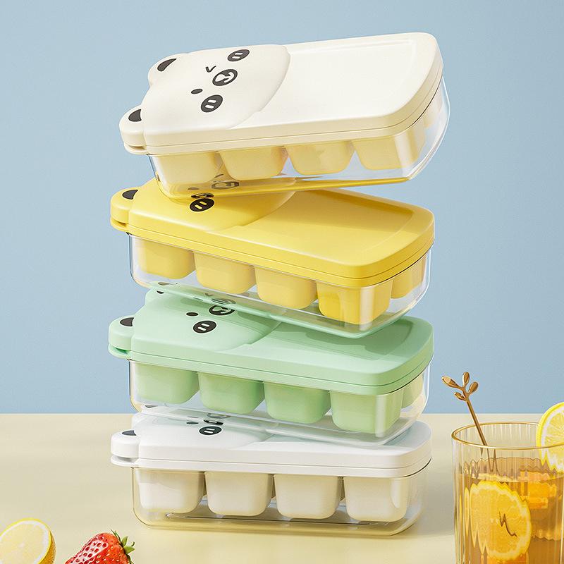 Små Isbitsformar med Lock och Behållare, 8 Isbitar Var, Lätta att Ta Ut och Stapelbara, Isbitsform för Minikyl, för Kaffe, Citron