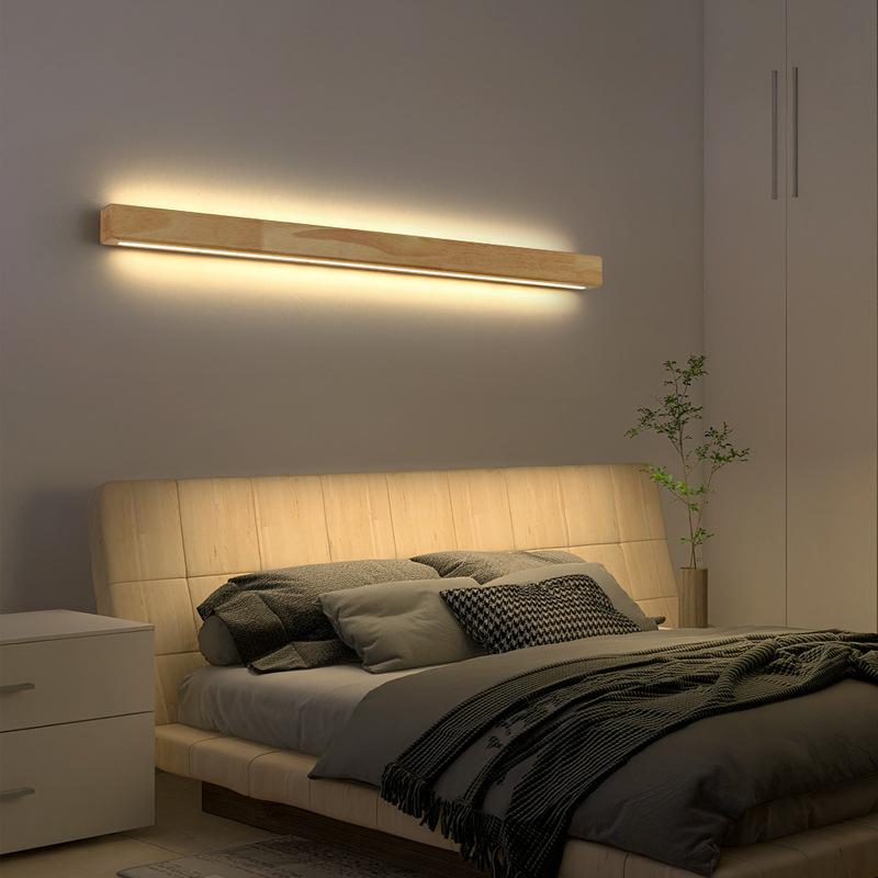 Nordic Wood LED Wall Lamp Dimming Atmosphere Lighting Fixtures Dropshipping For Bedside Stairs Parlor Aisle 60/80/100cm