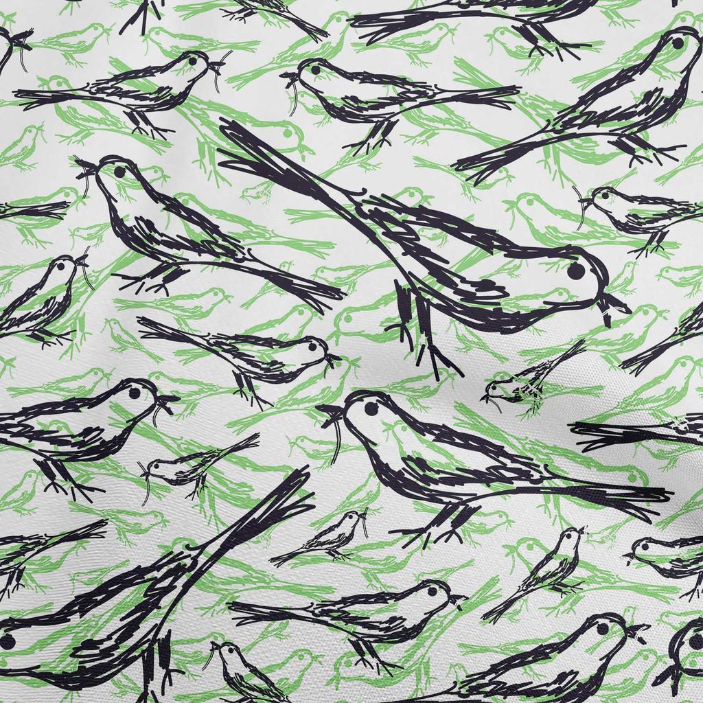 oneOone Cotton Flex Dark Dusty Blue Fabric Bird Diy Clothing Quilting Fabric Print Fabric By Yard 40 Inch
