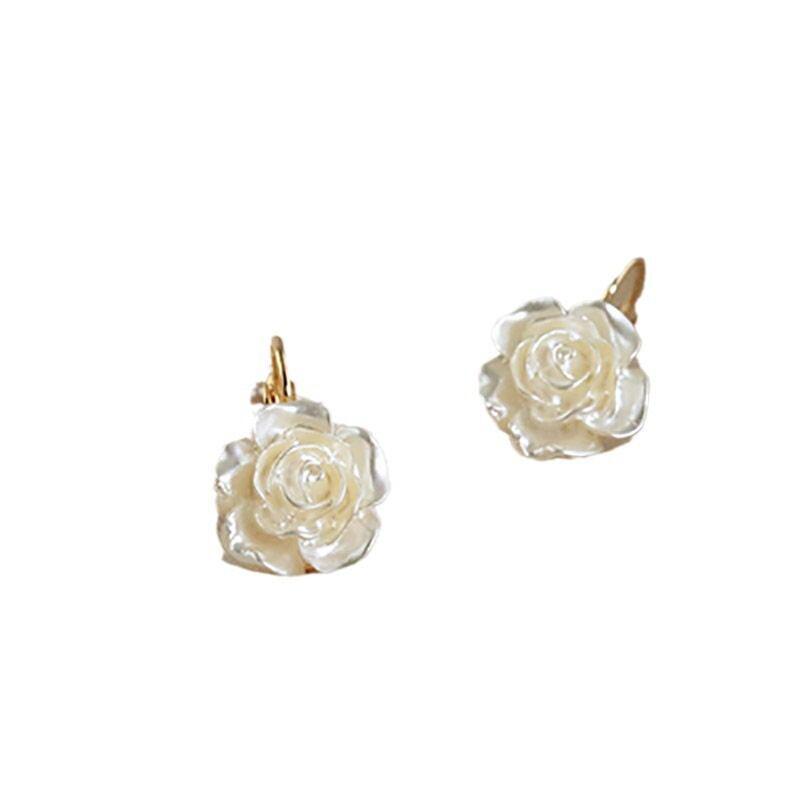 Elegant Camellia Earrings for Women: Trendy, Simple Design with Ear Buckles and Floral Accents.