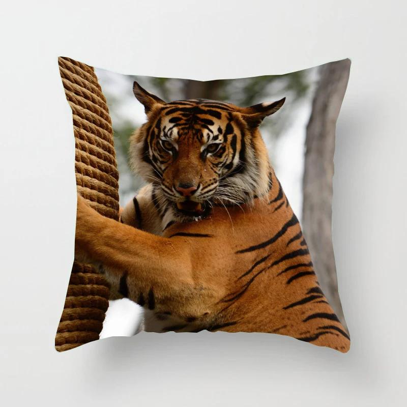 Tiger Series Printing Pattern Decoration Home Pillowcase Square Office  Cushion Cover