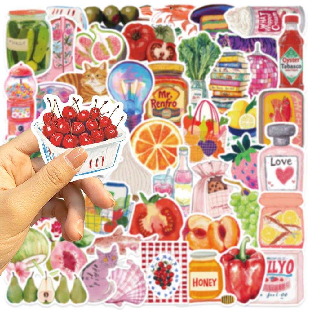 10/30/50pcs Vintage Mediterranean Tomato Graffiti Stickers Retro Aesthetics Decals DIY Laptop Journal Watercolor Cartoon Sticker