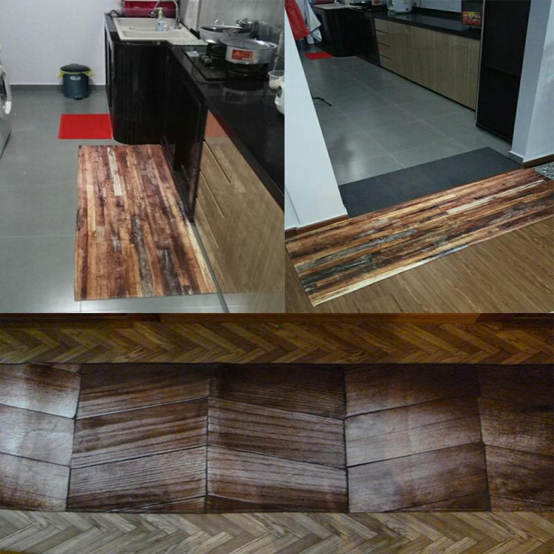 Geometric Wood Grain Kitchen Mat Floor Mat Carpet Door Mats Entrance Non-Slip Floor Rug For Living Rooms Kitchen Rug Carpet