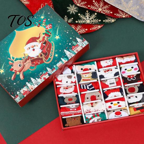 Unique Daily Unboxing Surprise 12 Pairs Christmas Socks Advent Calendar 2026, 24 Days Countdown Decorative Gift Exchange Box with Cotton Crew
