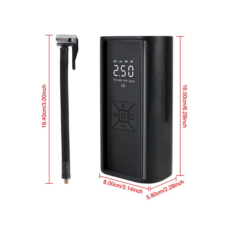 New Digital Air Pump with LED Light Outdoor Wireless Tire Inflator Air Compressor Portable Tire Pressure Gauge  LCD Display 150PSI 120W