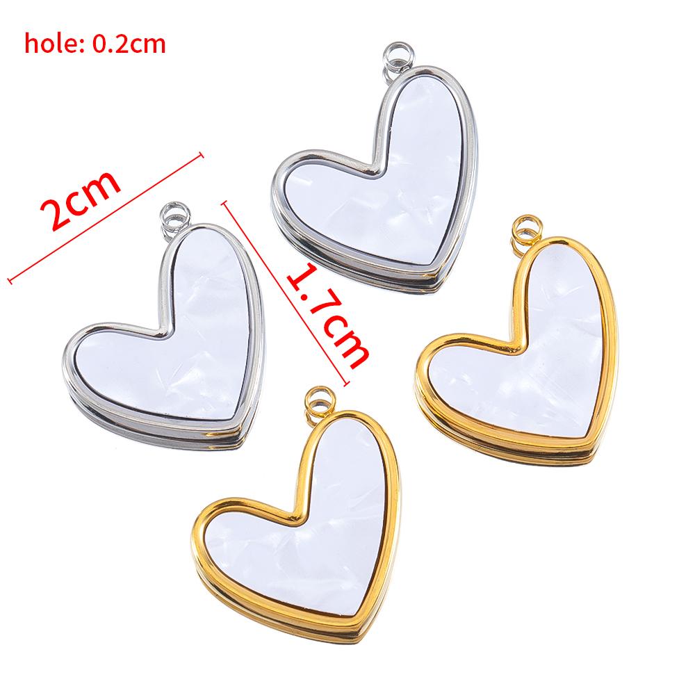 4 Stück 2 Stück Edelstahl Herz Anhänger Weißes Muschelherz für DIY Schmuckherstellung für Frauen Halskette Ohrring Zubehör Großhandel