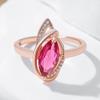 Elegant Geometric Design Pink Zircon Rings Glossy Golden Micro Inlay White Zircon Women Rings Wedding Party Costume Jewelry