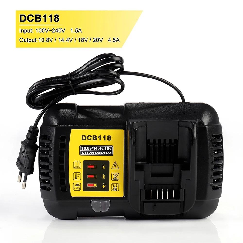 

Зарядное устройство DCB118 3A 4,5A для аккумуляторов Dewalt 10,8 В 12 В 14,4 В 18 В 20 В DCB200 DCB101 DCB115 DCB107 DCB105 DCB140 и DCB112