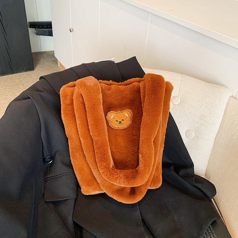 2025 Autumn and Winter New High-value Plush Bag Bucket Bag Large-capacity Portable Shoulder Bag Tote Bag Women's Fashion