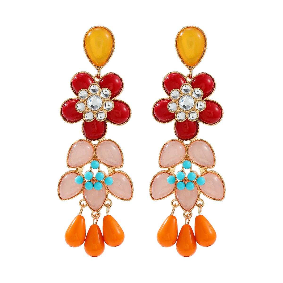 

Pinkdudu Бохо Стиль Модные Цветочные Серьги-подвески Европейские Американские Преувеличенные Нишевые Серьги Ручной Работы PD2183