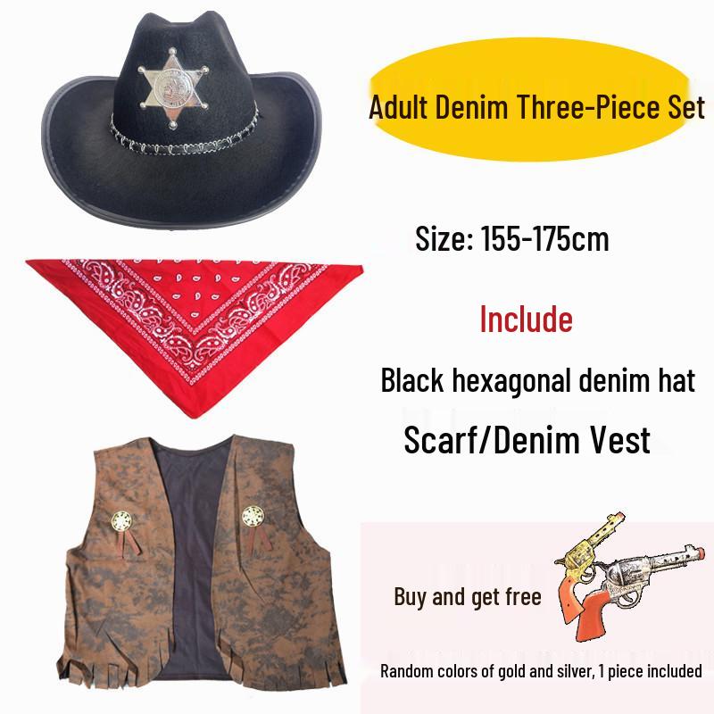Western Cowboy Halloween Costume Set for Adults & Children - Perfect for Parent-Child Performances