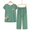 Women Summer Short Sleeved Suits Flower Printing Plus Size Pajamas Nightwear