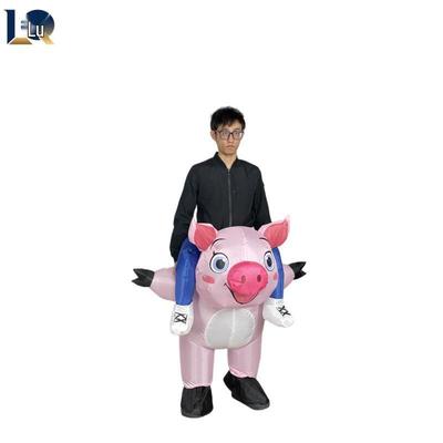 Costum Gonflabil Roz Porc Călăreț pentru Petreceri de Halloween și Crăciun