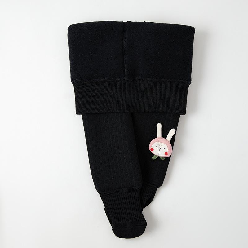 

Рождественские колготки для детей, зимние флисовые детские леггинсы для девочек, плотные, с рисунком принцессы, уютные, мягкие, новогодние, для младенцев, теплые колготки XL 105-120CM чёрный