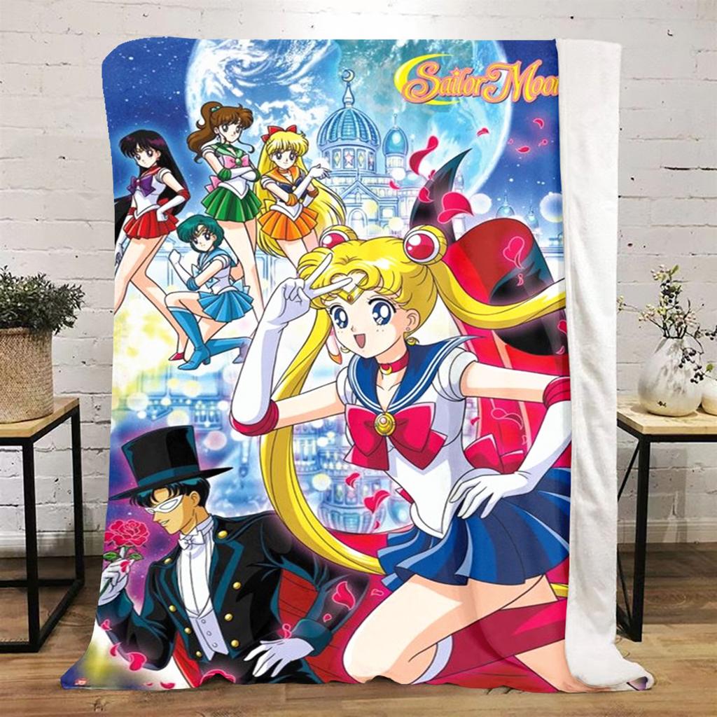 Japanese anime cute cartoon theme Sailor Moon Tsukino Usagi blanket suitable for home beds, sofa covers, office nap, outdoor warm blankets O14
