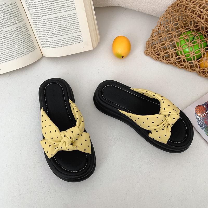 

Popular yellow retro thick-soled one-word slippers women s 2025 new summer wear heightening soft-soled non-slip sandals 40 жёлтый