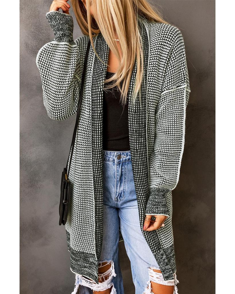Azura Exchange Knitted Plaid Long Cardigan