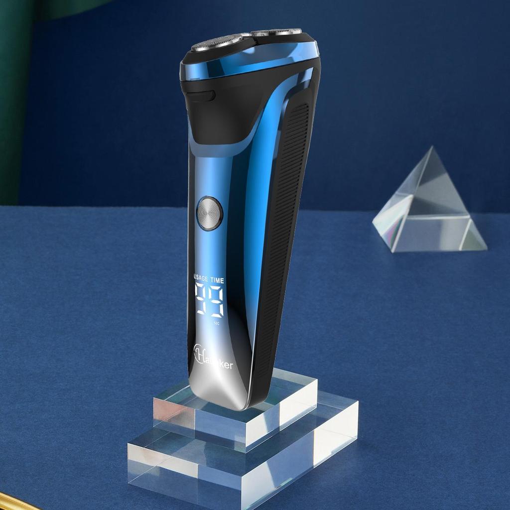 Hatteker Trymer do brody 3D Golarka akumulatorowa Mokro i sucho Golarki rotacyjne dla mężczyzn Zestaw do pielęgnacji HT-906