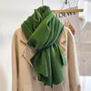 Pleated Scarf Women Autumn Winter Long Solid Color Shawl