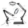 10 Brightness Levels Desk Lamp Adjustable Folding Arm Lamp Magnifying Glass Light  Office Use