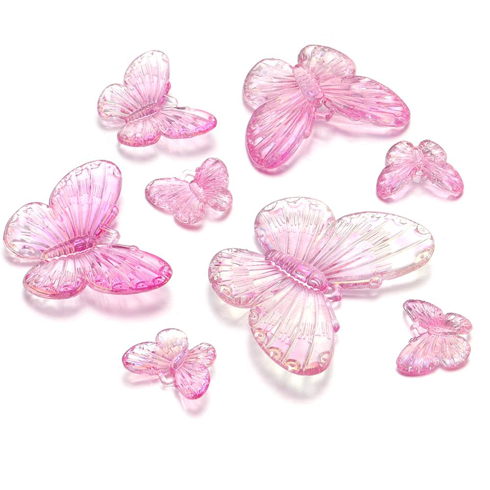 

10-40pcs Acrylic Butterfly Beads Decoration Colorful Transparent Loose Spacer Beads for DIY Making Bracelet Necklace Accessory 25x33mm 20pcs розовый
