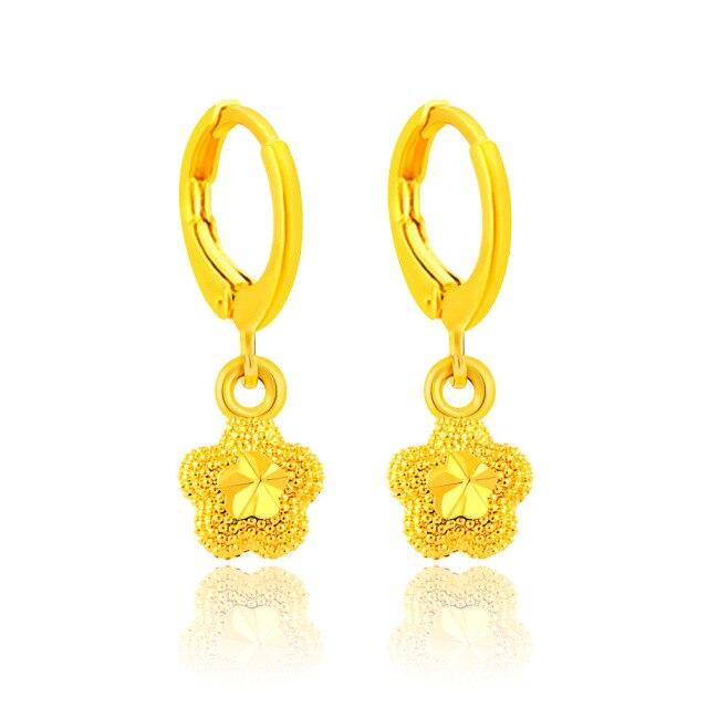 Earrings 24k Gold Color Plated Flower Drop Earrings Hook High Quality Diy Jewelry Findings Accessories