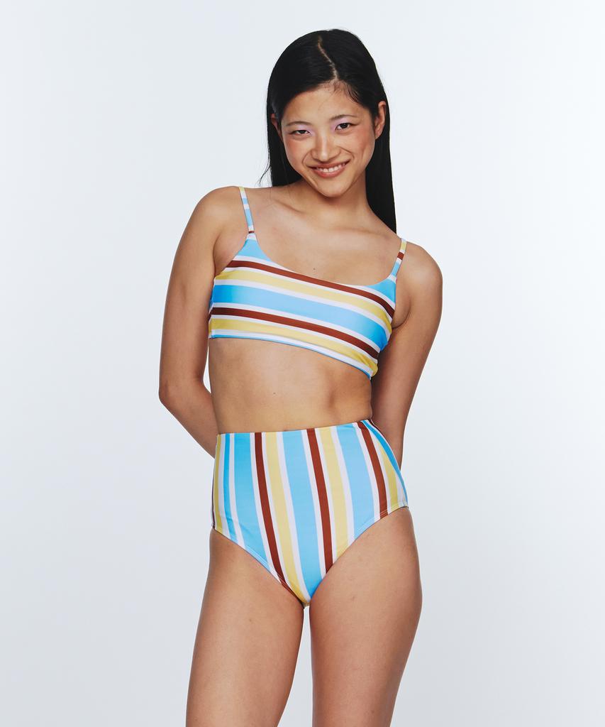 Dillaispul Sunburst Stripe Bikini Top - Baby Blue