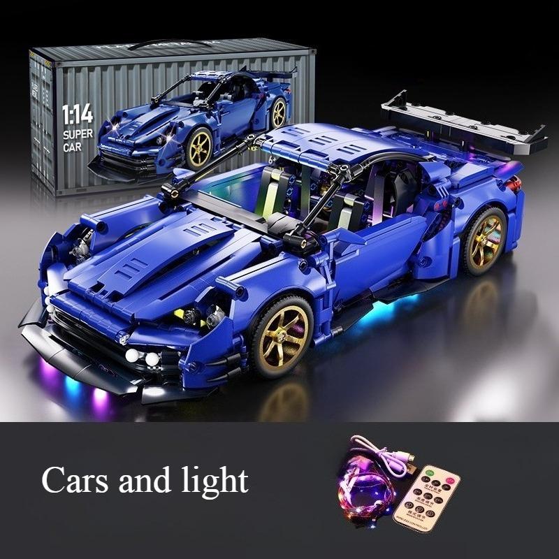 Macchina sportiva con blocchi da costruzione 1:14 Macchina telecomandata giocattolo, giocattolo da costruzione regalo di compleanno, modello auto sportiva, regalo fai-da-te per bambini
