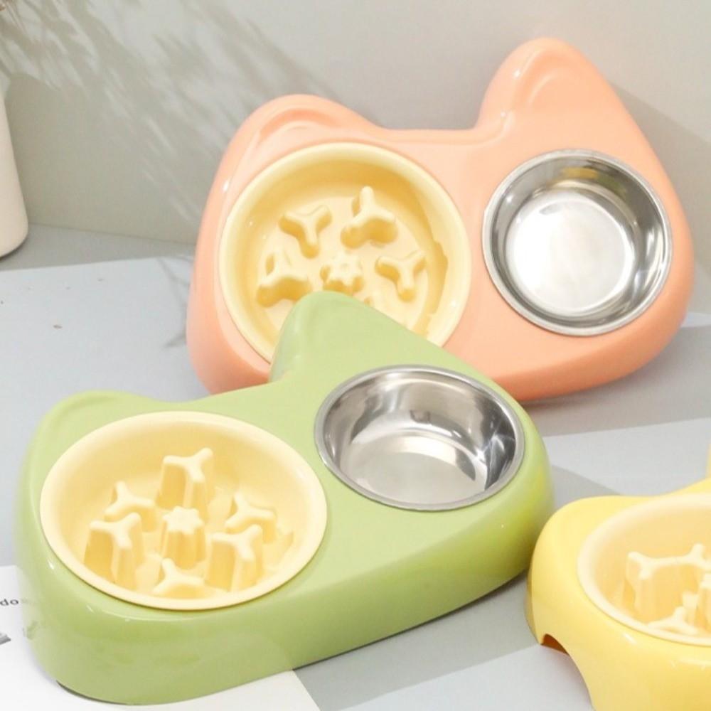 2-in-1 Pet Slow Feeder Bowl Thick Non Slip Base Anti-Choking Food Bowl Interactive Anti-Spill Cat Water Bowl Puppy Feeding