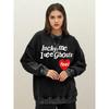Lucky Me I See Ghosts Art Letter Print Womens Washed Sweatshirt Soft Cotton Streetwear Loose Sportswear O-Neck Top