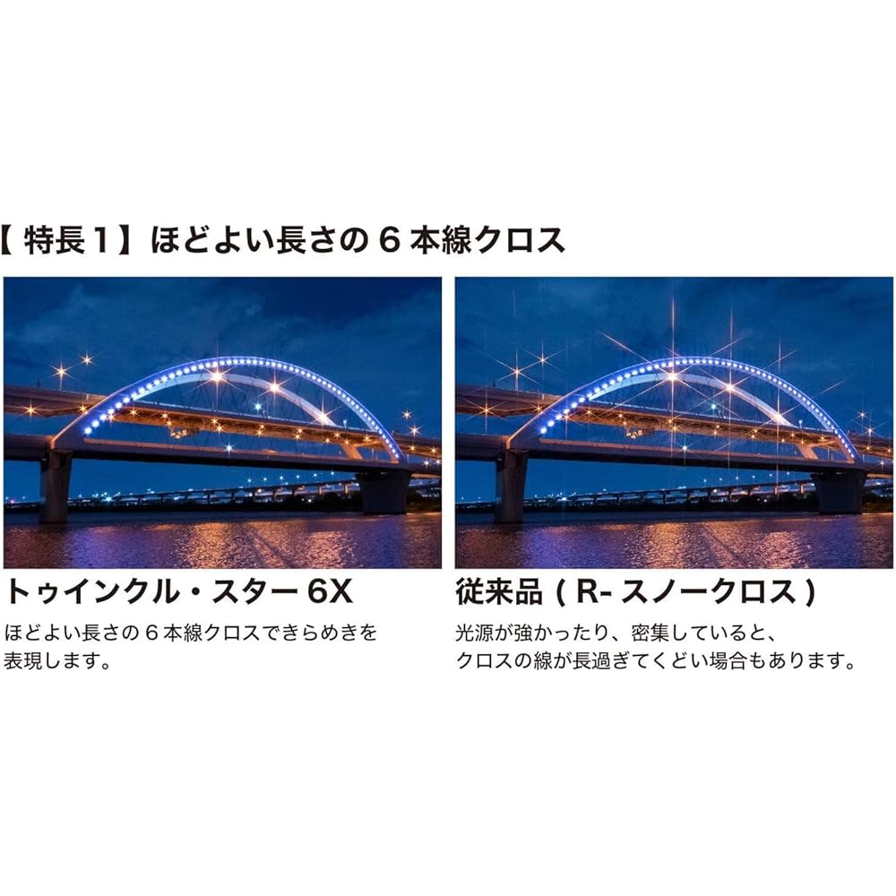 Kenko PRO1D R-Twinkle Star 6X (W) Cross Filter, 6-strand, 6-cross effect, for nightscapes, illuminations, and light effects. (826225)